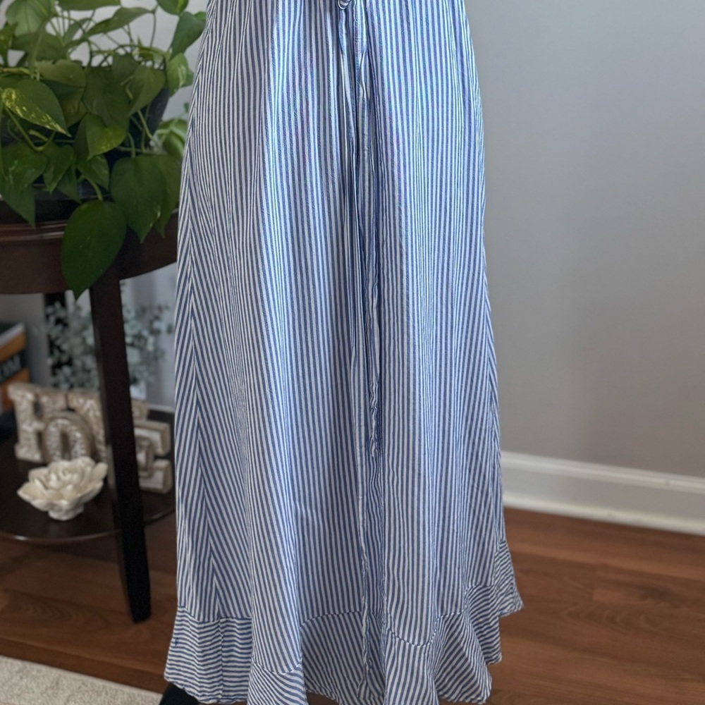 NAIF Sundress, Blue & White Striped with Ruffles - Picture 5 of 5